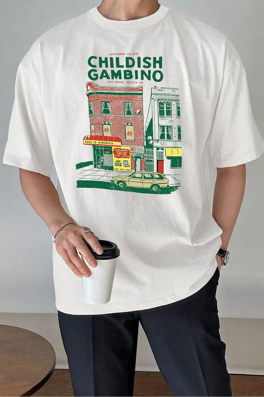 Unisex Oversize Childish Gambino Baskılı Premium T-shirt