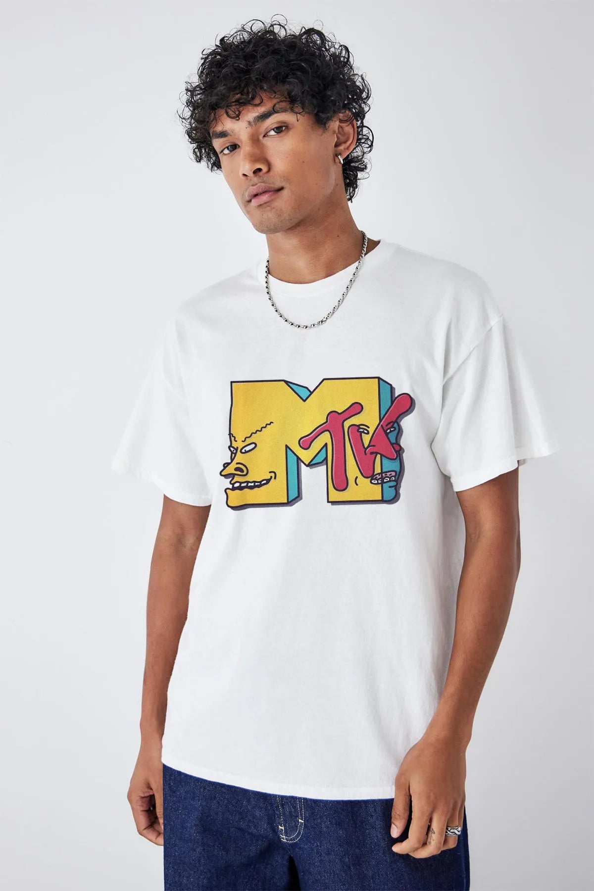 Unisex Oversize MTV Logo Baskılı Premium T-shirt